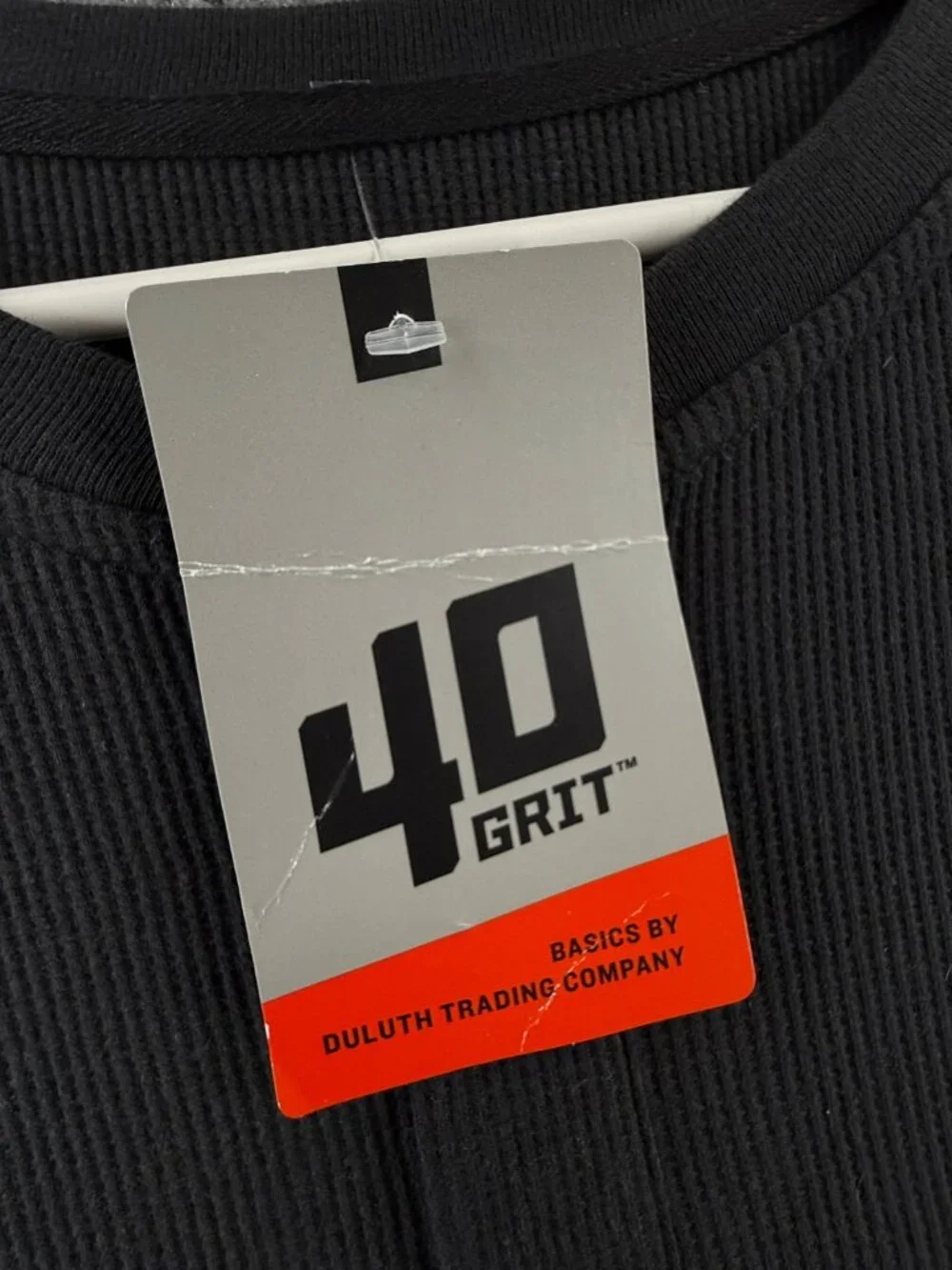 NWT 40 Grit Duluth Trading Thermal Shirt Men 2XL Black Waffle Knit Henley Adult
